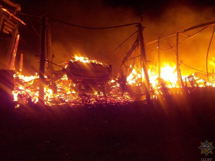 Хозстроение для хранения техники горело в Бобруйском районе