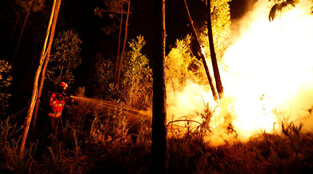 Природные пожары бушуют в Португалии, 44 человека пострадали
