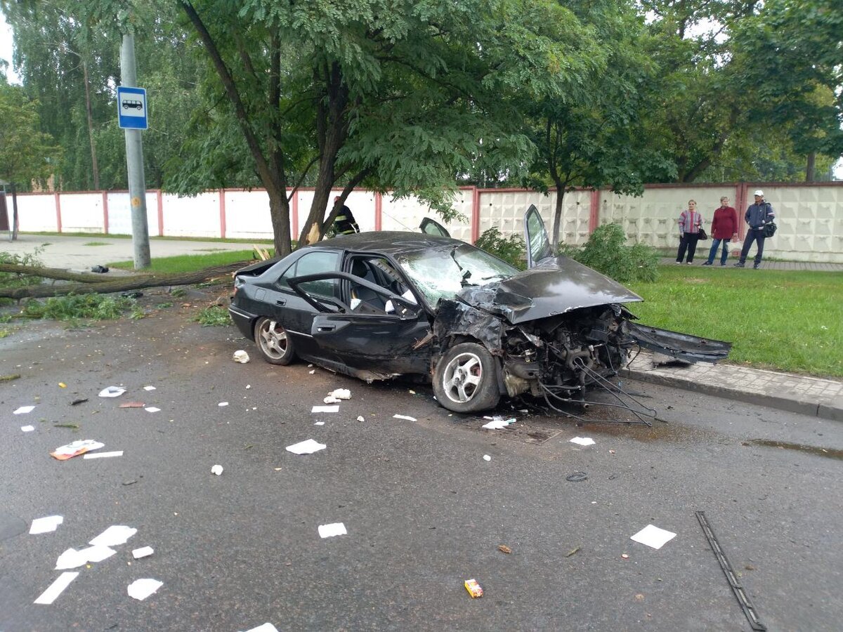 На Гагарина легковушка столкнулась с деревом