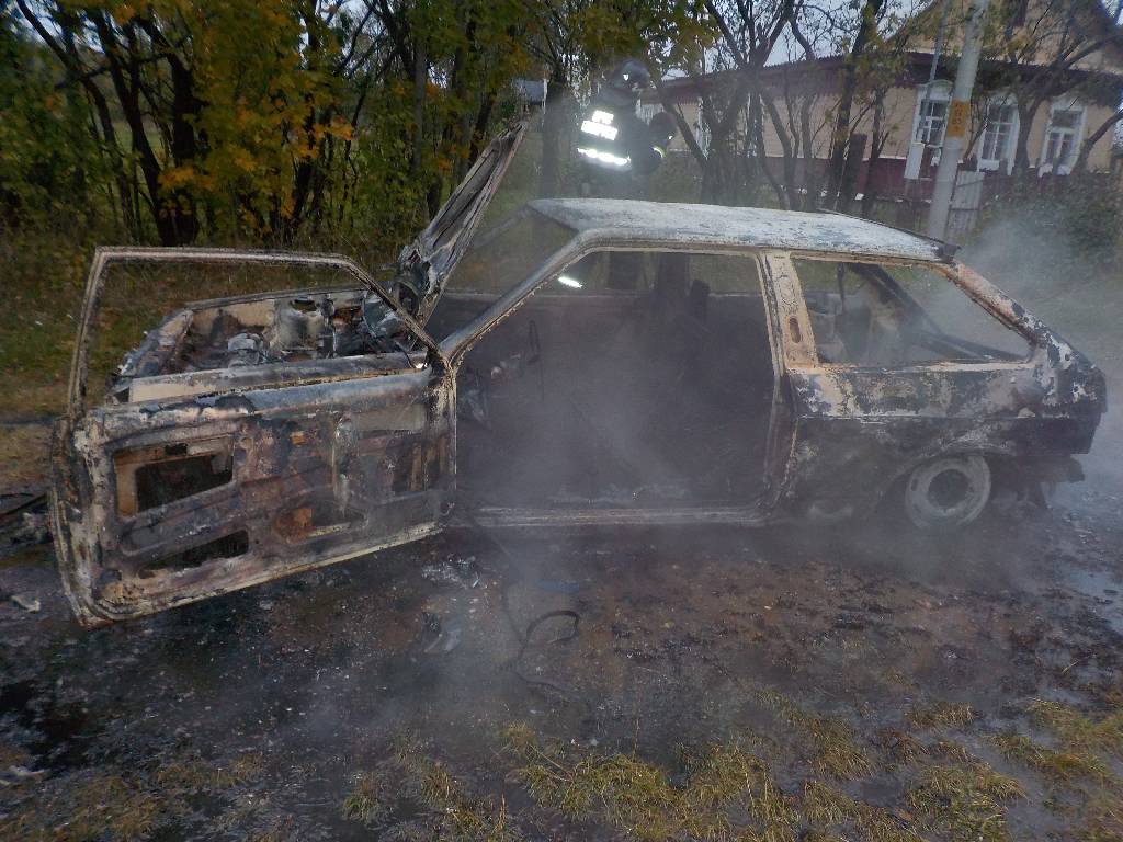 В Бобруйском районе горел автомобиль. Остался только кузов
