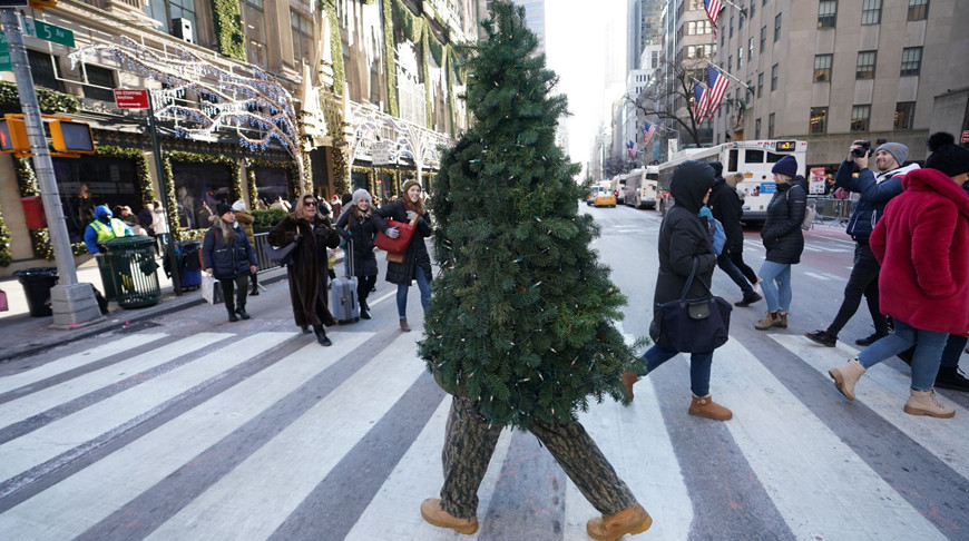 По Нью-Йорку шагает «Мистер Рождественская елка»