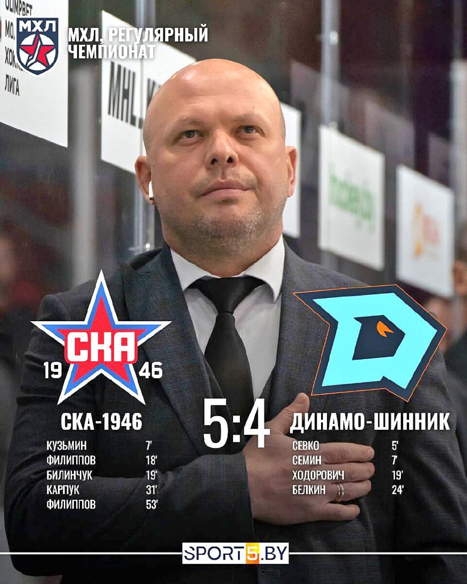 «Динамо-Шинник» на выезде уступил «СКА-1946» в матче МХЛ