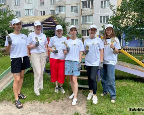 Чтобы Бобруйск стал краше. Молодежь «Искры» приняла участие в благоустройстве детской площадки