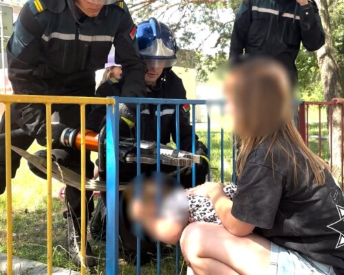 В Бобруйске ребенок застрял в заборе: на помощь пришли спасатели